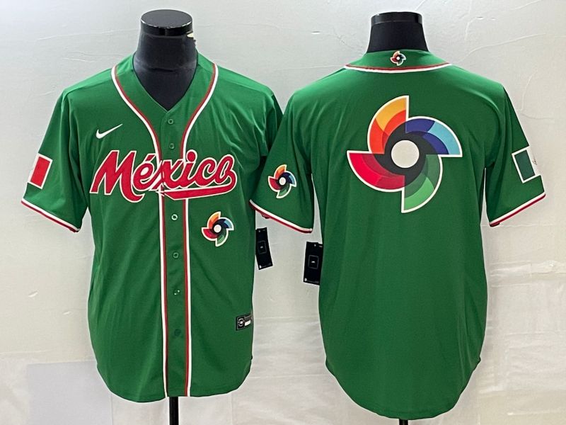 Men 2023 World Cub Mexico Blank Green Nike MLB Jersey15->more jerseys->MLB Jersey
